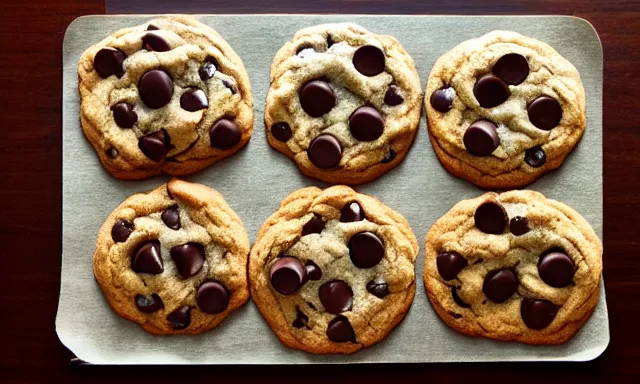 Prompt: chocolate chip cookies, abstract 3d art