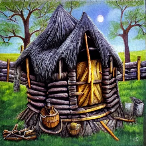 Prompt: burdisio, alejandro art of a witches hut