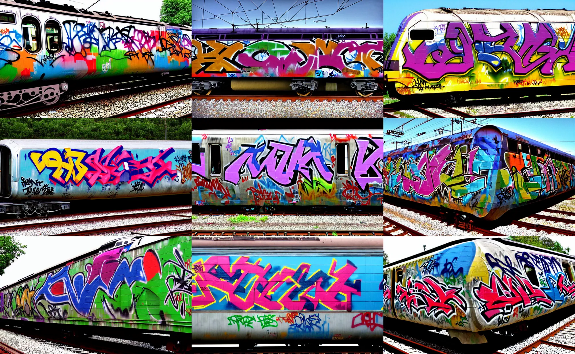 Prompt: a train covered with graffiti by richard steinheimer