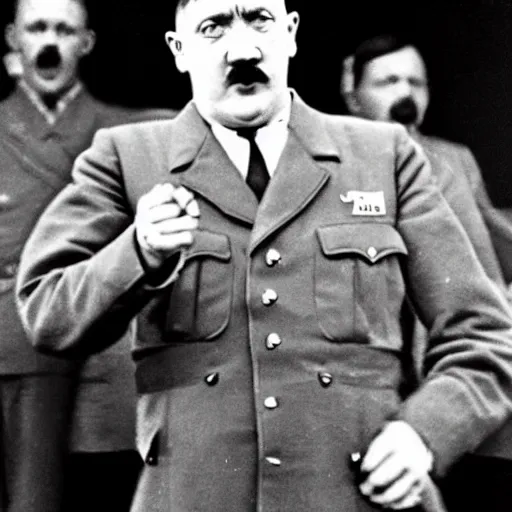 Image similar to Adolf Hitler rapping on stage