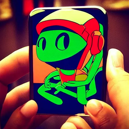 Image similar to “ ET fighting with Marvin the Martian over a phone”