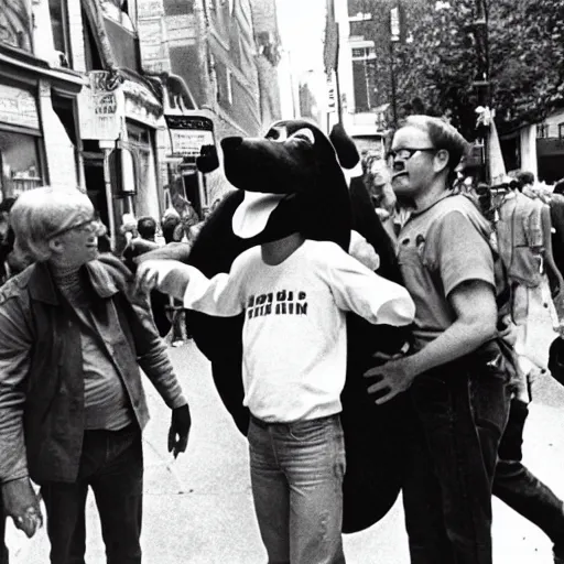 Image similar to clifford the big red dog at the stonewall riots in 1 9 6 9