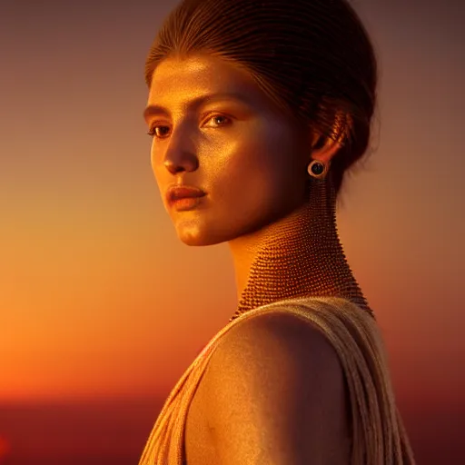 Image similar to photographic portrait of a stunningly beautiful aztec female in soft dreamy light at sunset, contemporary fashion shoot, by edward robert hughes, annie leibovitz and steve mccurry, david lazar, jimmy nelsson, breathtaking, 8 k resolution, extremely detailed, beautiful, establishing shot, artistic, hyperrealistic, beautiful face, octane render