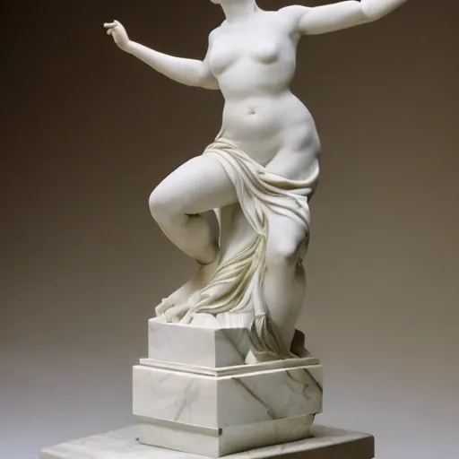 Prompt: a marble statue of a woman dancing,