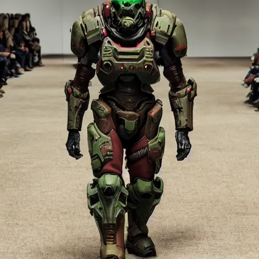 Prompt: doom slayer runway model