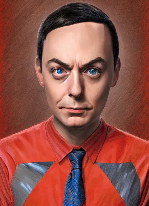 Image similar to digital _ painting _ of _ sheldon from big bang theory saying bazinga _ by _ filipe _ pagliuso _ and _ justin _ gerard _ symmetric _ fantasy _ highly _ detailed _ realistic _ intricate _ port