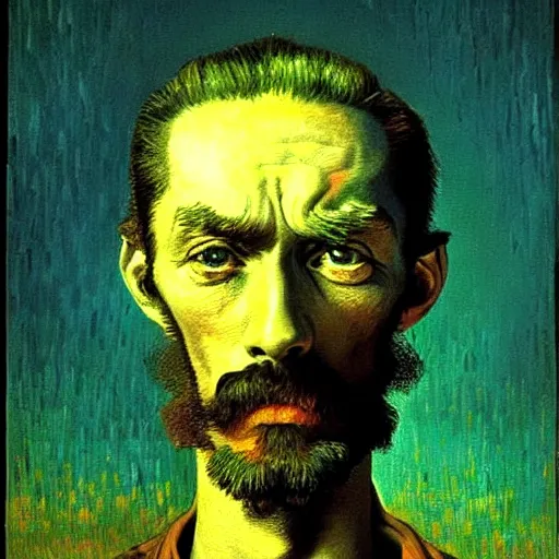 Prompt: a portrait of a man who is sad because he missed the climbing contest - winning digital artwork by salvador dali, beksinski, van gogh and monet. stunning lighting