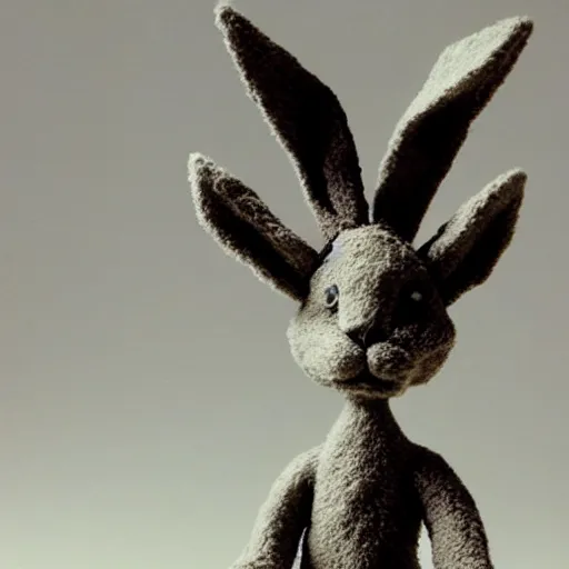 Image similar to the rabbit donnie darko, claymation,