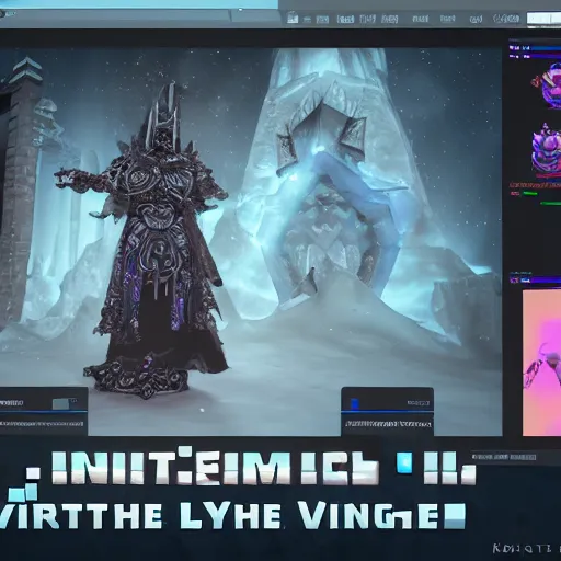 Image similar to lich king at the gym, vaporwave, music, soundwave, trending on artstation, unreal engine 5