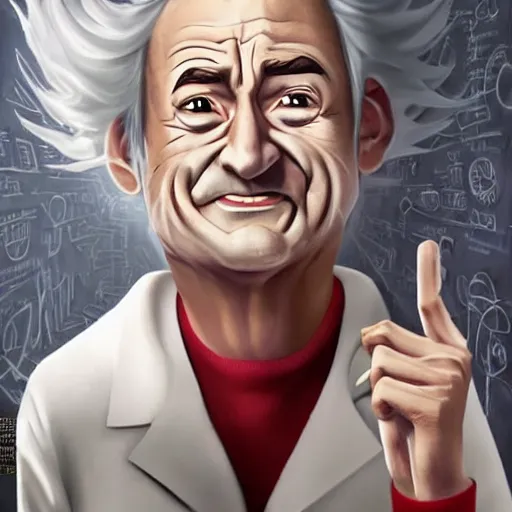 Image similar to !dream the roll of Rick Sanchez will be played by Bill Murray, spikey hair, white lab coat, photography