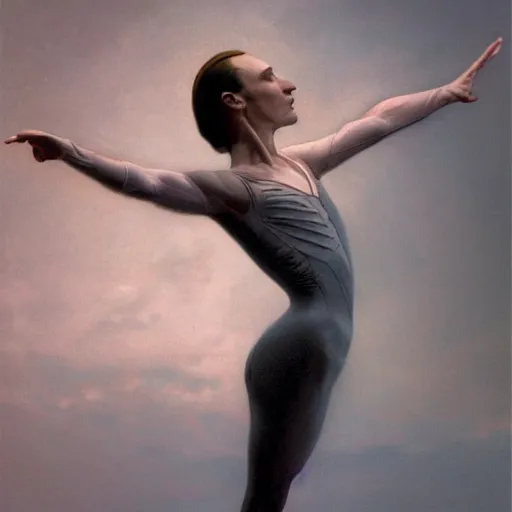 Image similar to vladimir putin in a ballerina outift, prima ballerina vladimir putin, stuning 3 d render, masterpiece, aura, dark, by donato giancola and greg rutkowski and wayne barlow and zdzisław beksinski, realistic face