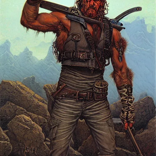 Prompt: rugged ranger, by gerald brom