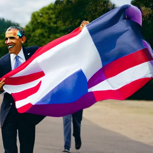 Image similar to barack obama holding the bi flag