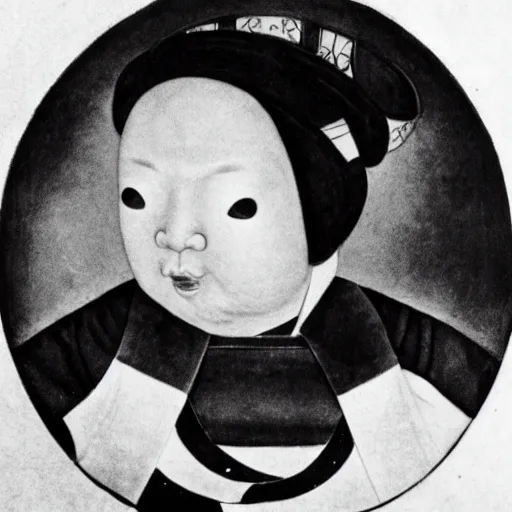 Image similar to chinese little emperor, black and white, crying