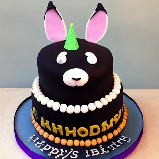 Prompt: a Big Chungus themed birthday cake