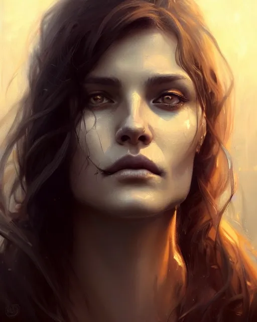 Image similar to epic portrait cinematic shot an woman with a face of a skull, creepy, flowing brown hair, shiny skin, beautiful, fine details. night setting. realistic shaded lighting poster by craig mullism, artgerm, jeremy lipkin and michael garmash, unreal engine, radiant light, detailed and intricate environment, digital art, trending on art station,