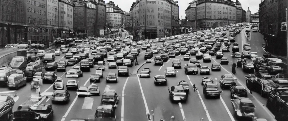 Image similar to Photo of Stockholm car traffic in the far future, Arriflex ii, 35mm lens, award-winning, city