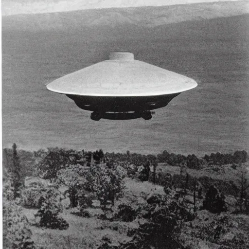 Image similar to old photo of a ufo in the distance