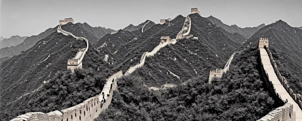 Prompt: spaghetti at the great wall of china, fine detail, canon 5 0 mm, in the style of ansel adams, kodachrome, retro