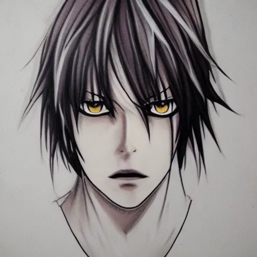 Prompt: Light, death note character, very realistic portrait, perfect details