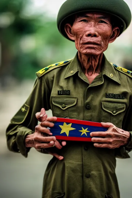 Image similar to vietnam soldier with skateboard, pulitzer award, captured by nikon d 8 5 0, 4 k, body features, face features, bokeh, proportional object features, by daniel berehulak and adnan abidi