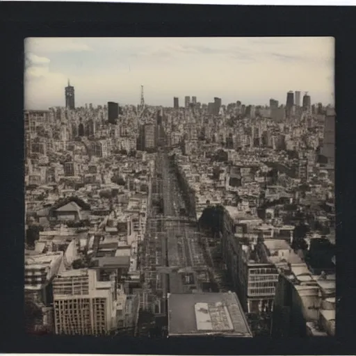 Image similar to a polaroid of the city of Buenos aires in the year 3,512