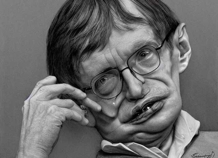 Prompt: a highly detailed beautiful portrait of stephen hawking, james gurney, james jean