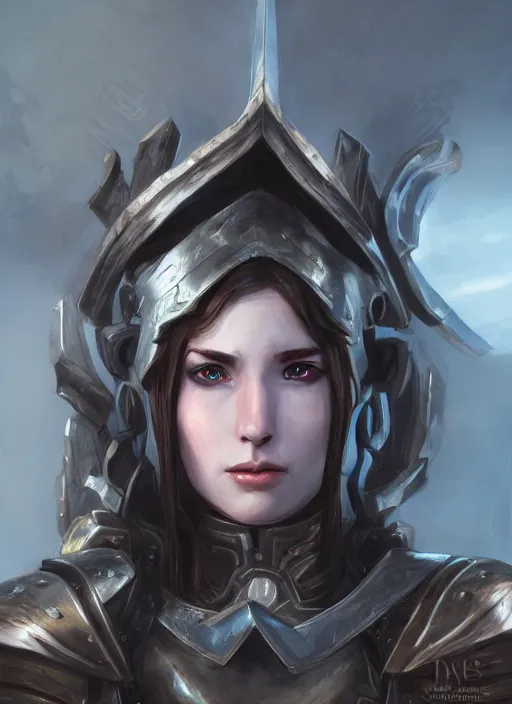 Prompt: A fantasy comic book style portrait painting of a 20 year old female as a paladin in a atmospheric dark fortress, unreal 5, DAZ, hyperrealistic, octane render, RPG portrait, ambient light, dynamic lighting