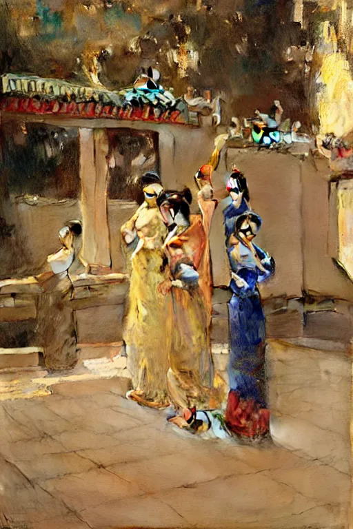 Prompt: ancient chinese palace, painting by gaston bussiere, craig mullins, j. c. leyendecker, edgar degas