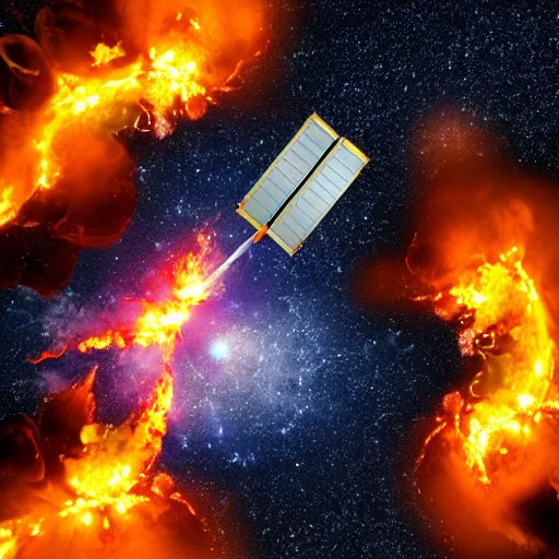 Image similar to satellite on fire in space