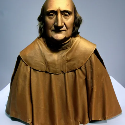 Prompt: cardboard mold mask of Christopher Columbus in color