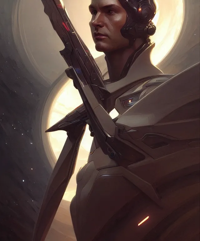 Image similar to Gallent man from eve online, sci-fi face, elegant, highly detailed, digital painting, artstation, concept art, smooth, sharp focus, illustration, art by artgerm and greg rutkowski and alphonse mucha