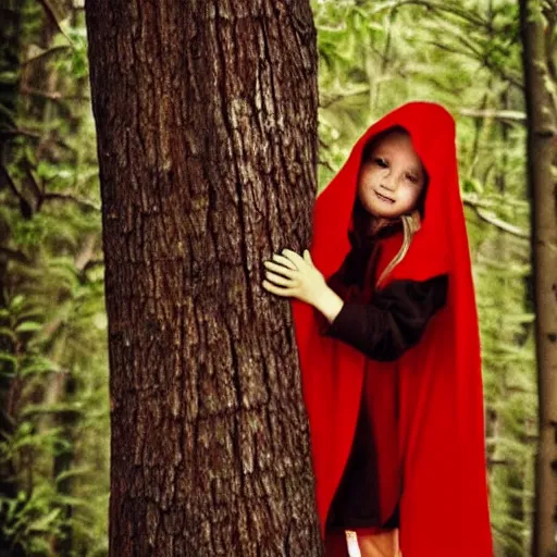 Prompt: little red riding hood riding the big bad wolf