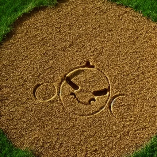 Image similar to crop circle in the shape of a cat footprint