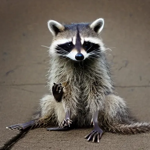 Image similar to a realistic photo of a raccoon dabbing