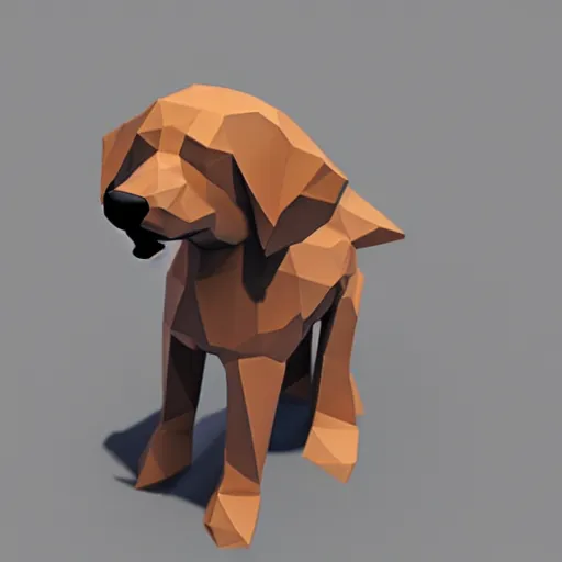 Prompt: a dog, low quality, 3 d render, low poly, sad