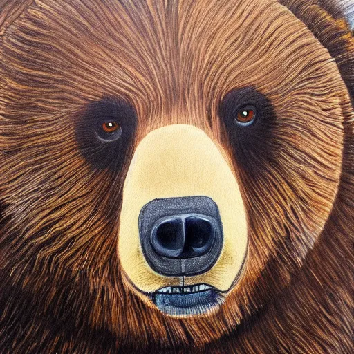 Prompt: grizzly bear painting, standing upright, very detailed, in the style of davinci