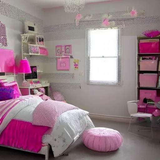 Prompt: a teen girls bedroom