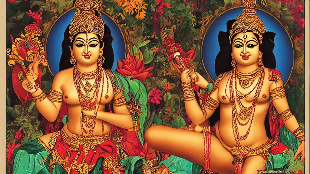 Image similar to calendar photograph of hindu goddess posing for playboy