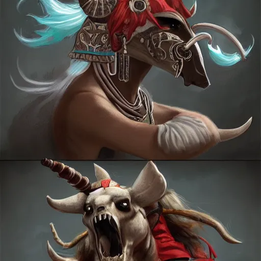 Image similar to ancient tribe riding bone, she'll and horn, tanks, artstation