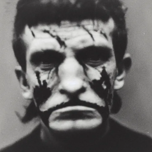 Prompt: close up photo portrait of a 19th century ugly clean-face gangster with scars by Diane Arbus and Louis Daguerre