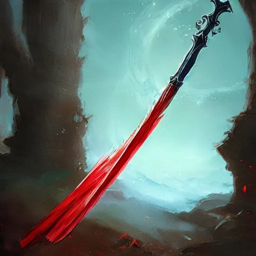 Image similar to fantasy sword made out of twizzlers, painted by greg rutkowski