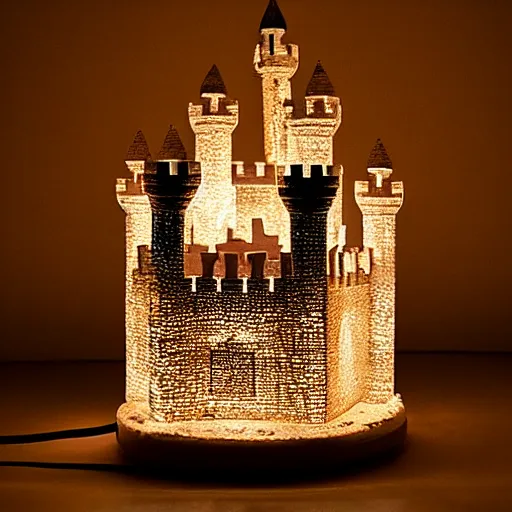 Image similar to a bedside lamp shaped like a castle