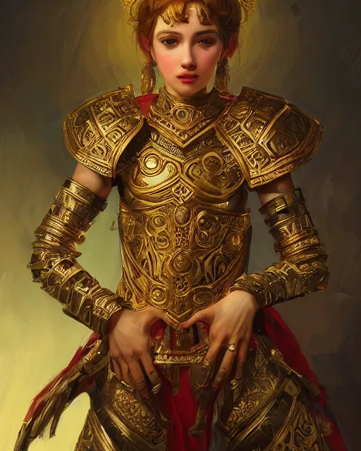 Image similar to portrait of an ancient greek character in intricate ornate armor, by ilya kuvshinov, by thomas lawrence, by bayard wu, trending on artstation, masterpiece