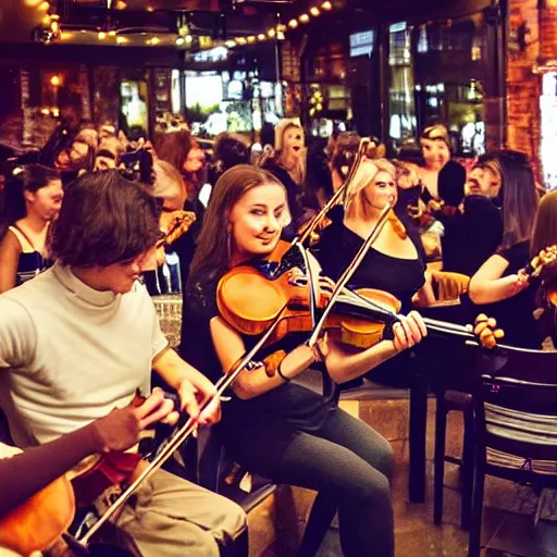 Image similar to a social media post for a live music event for a violinist in a restaurant