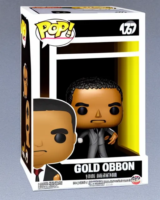 Prompt: golden obama special edition funko pop, product picture, ebay listing