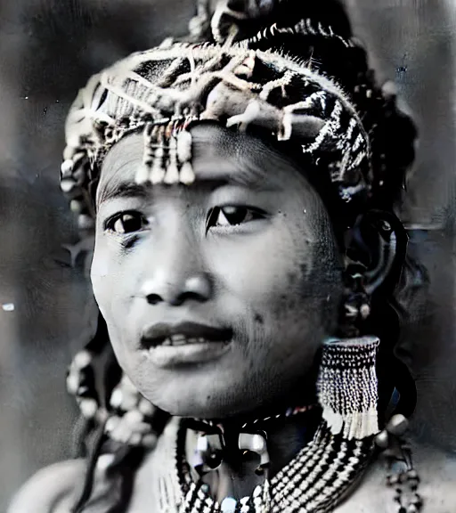 Image similar to vintage_portrait_photo_of_a_beautiful_nepalese_maiden in the himalayan mountains