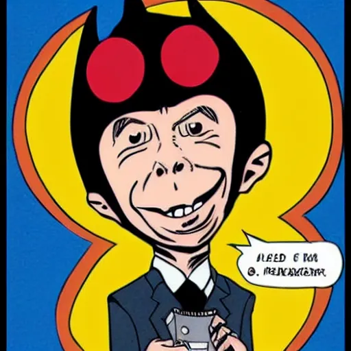 Image similar to alfred e. neuman dressed like bat - mite