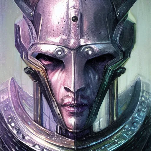 Image similar to the eldritch void knight as a realistic d & d cyberpunk knight, closeup portrait art by donato giancola and greg rutkowski, vintage retro scifi, realistic face, digital art, trending on artstation, symmetry!!