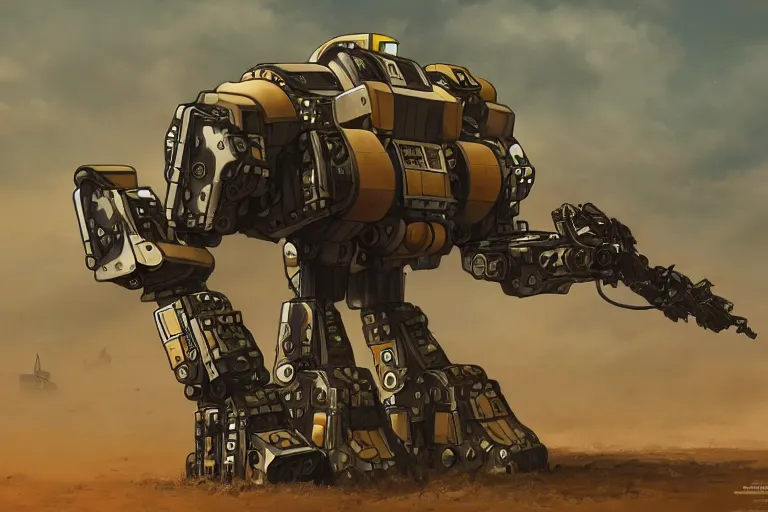 Image similar to military mining four legged quadrupedal mecha, mining drill, futuristic, apocalyptic, by jon aaron kambeitz, katsuhiro otomo, heng z, concept art, insanely detailed, raytracing, octane, unreal engine, trending on artstation